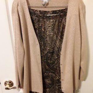 Brown sparkle patterned skirt with gold ca…